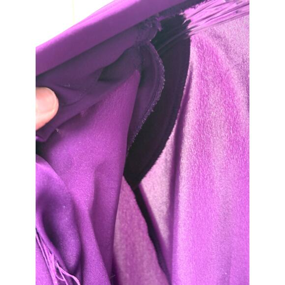 Vintage Sellecca Purple Blouse Padded Shoulders Puff Sleeves V-Neck Size 14 - Picture 5 of 7